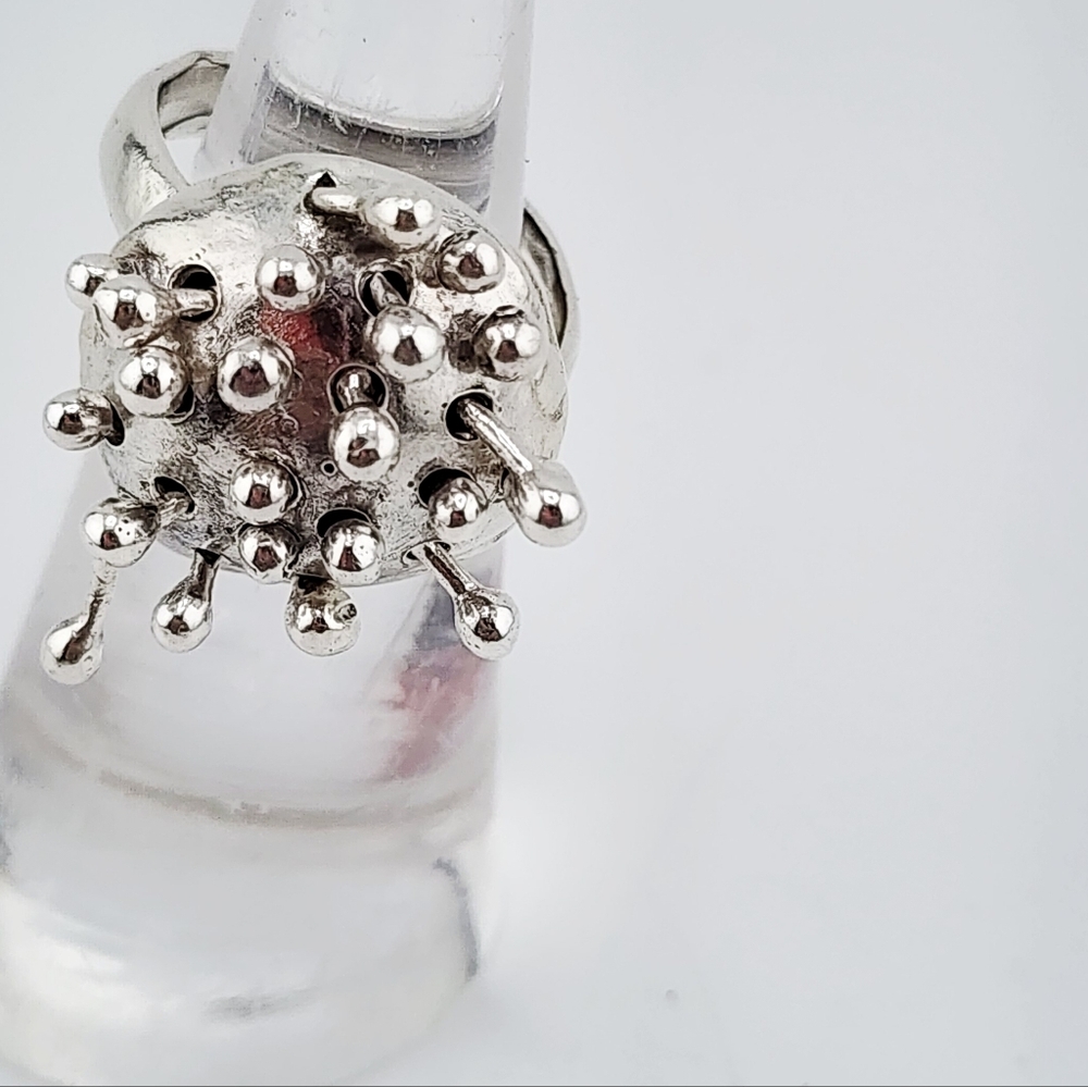 KINETIC ANXIETY/STRESS RELIEF RING HANDMADE IN STERLING SILVER METAL SZ 4